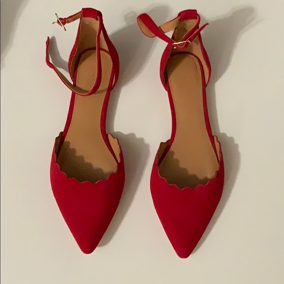 J. Crew Shoes - J. Crew red pointed toe flats